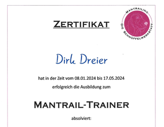 Ausschnitt des Trainer Zertifikates