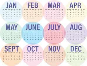 Kalenderübersicht mit allen Monaten